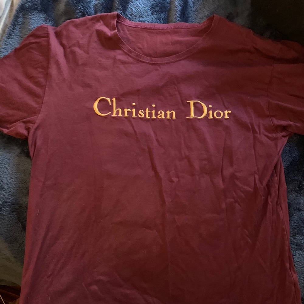 Christian Dior Maroon T shirt with Logo